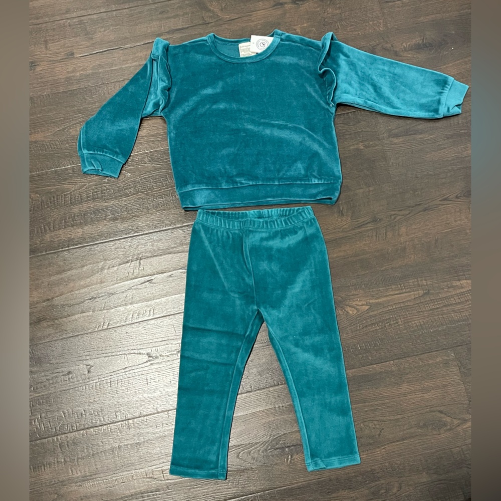 First Impressions Teal Velour Sweatshirt & Joggers Set